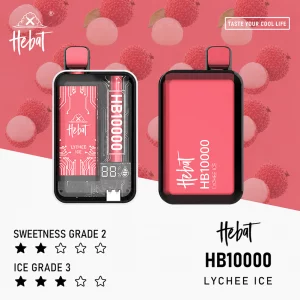 HEBAT一次性電子煙｜10000口｜5%尼古丁｜550mAh 可充電｜口味-荔枝冰